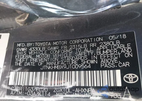 2018 Toyota C-Hr Xle z USA, uszkodzony, nr VIN JTNKHMBX9J1009564